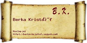 Berka Kristóf névjegykártya